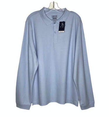 IZOD Long Sleeve Polo Shirt Size XL 40/41 Blue Approved Schoolwear Stretch - Image 1 of 4