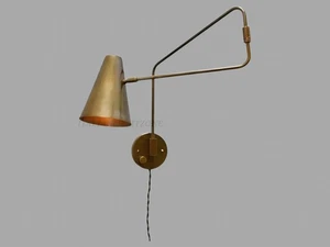 Mid Century Brass Wall Sconce Adjustable Swing Arm Lamp Vintage Style - Picture 1 of 10