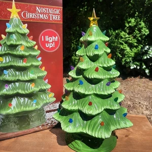 Mr. Christmas 16” Nostalgic Ceramic LED Christmas Tree Green Light Up WITH BOX - Picture 1 of 6