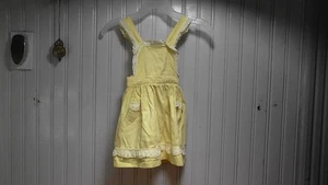 Vintage 50s Toddler Little Girl Pinafore Dress Yellow White maybe 2T see pics - Picture 1 of 9