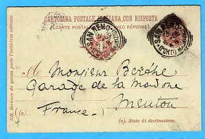 c.10 + c.10 (C27) DOMANDA x la FRANCIA - RARO USO TARDO 1905 (502155) - Picture 1 of 1