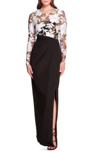 Vestido de columna bordado botánico salvaje Marchesa Notte (talla 10) - Imagen 1 de 4