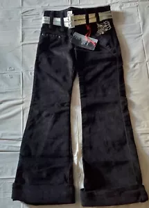 Pelle Pelle Mädchen Cordhose schwarz Größe 7 mit Gürtel und Anhänger neu - Bild 1 von 9