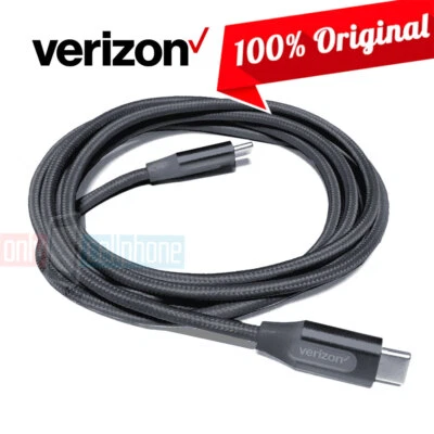 Verizon Logo 10FT Braided Gray USB-C Charge Data Cable for Galaxy iPhone iPad - Image 1 of 4