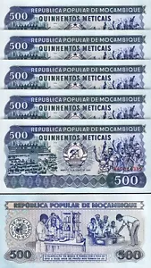 Mozambique 500 Meticais, 1989, UNC, 5 Pcs LOT, Consecutive, P-131c - Picture 1 of 4