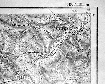 645 TUTTLINGEN, Karte Des Deutschen Reiches, 1:100.000, Gedruckt 1895 • 15.76€