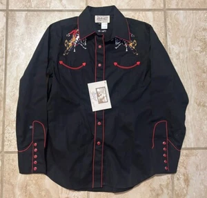 Camisa Rockmount Ranch Wear Mediana Negra Bronco Rider Western Escopeta Puño - Imagen 1 de 8