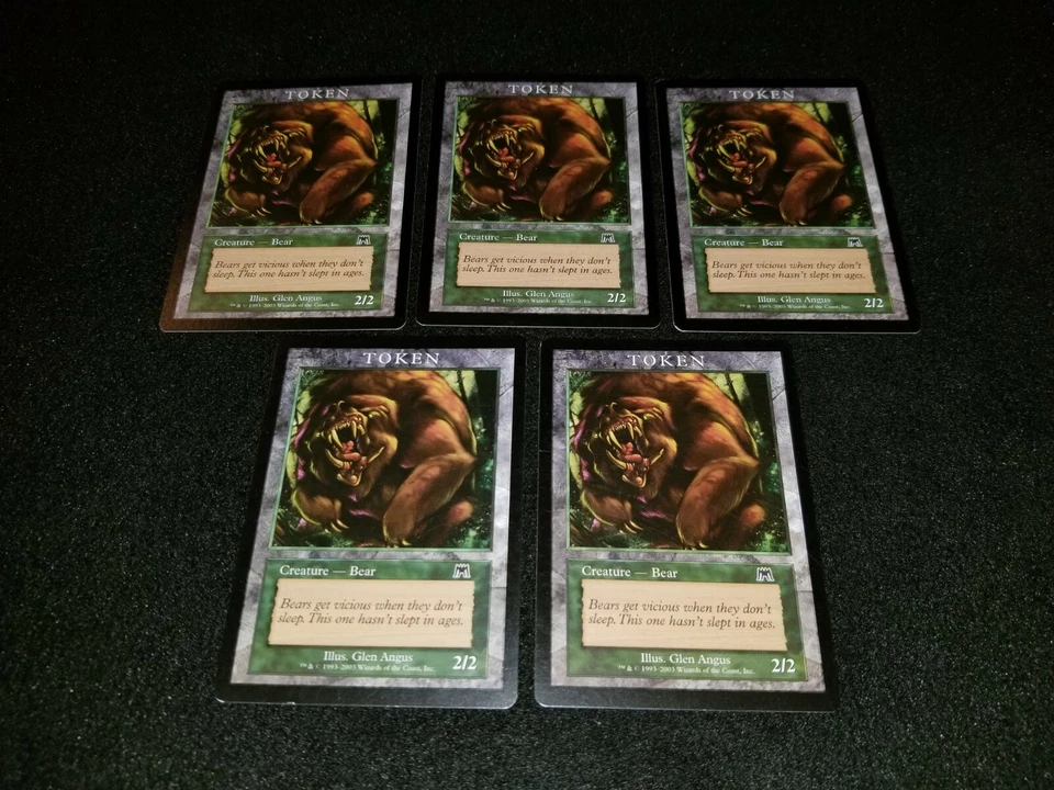MTG 5x Magic Player Rewards Promo green LP Onslaught Bear Token ships w/ track - Image 1 of 2