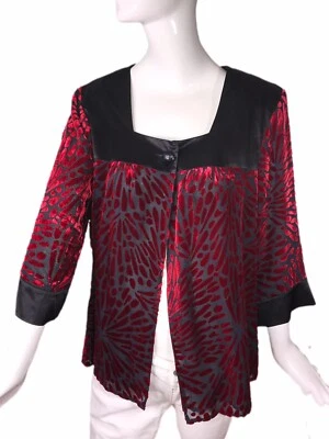 Chaqueta Blazer Bob Mackie Grande (L) Mezcla Seda Roja Negra Usable Arte Para Mujer Foto 1 de 4