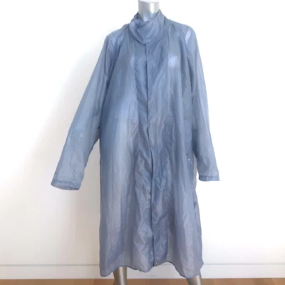 Abrigo transparente Moon Young Hee drapeado espalda azul mezcla nailon talla 38 Foto 1 de 4