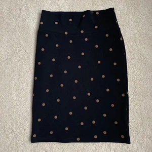 Gonna LulaRoe Cassie donna oro nero matita a pois dritta pull on - Foto 1 di 7