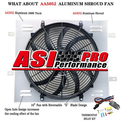 Aluminum Radiator Shroud+16'' Fan fit 1987-2006,04 JEEP WRANGLER YJ TJ 2.4l-4.2L Foto 1 de 4