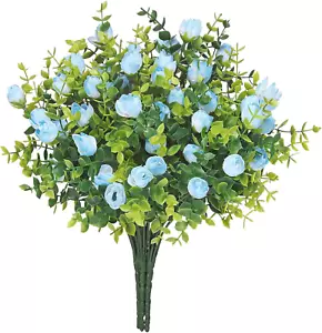 6 Bunches Artificial Eucalyptus Fake Greenery Boxwood Stems Fake Flowers Fake Pl - Picture 1 of 12