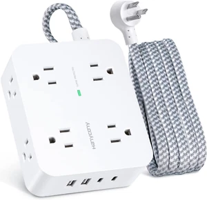 6Ft Surge Protector Power Strip with USB C, HANYCONY Extension Cord with 8 Outle - Picture 1 of 12