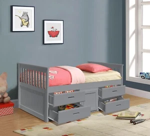 CAPTAINS CABIN BED 3FT SINGLE GREY WHITE PINE MEMORY FOAM SPRUNG FLEX MATTRESS - Picture 1 of 5