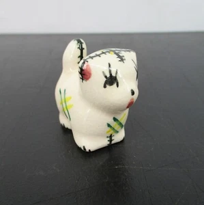 Tiny 1.75"  Shadowbox Cat Vintage Tonala Mexican Art Pottery Miniature Figurine - Picture 1 of 8