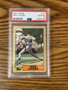 PSA 10 1987 Topps Mike LaCoss #151, Pop 3 ultra raro - Foto 1 di 2
