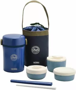 JAPAN Thermoskanne JBC-801 Edelstahl Brotdose Box Set Bento PINK/MARINE - Bild 1 von 7