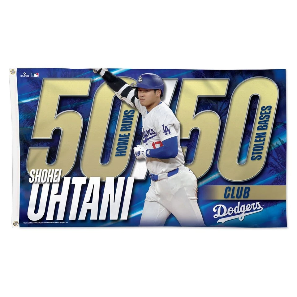 SHOHEI OHTANI 50/50 CLUB LOS ANGELES DODGERS 3'X5' DELUXE FLAG WINCRAFT - Image 1 of 1