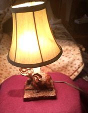 Small Rustic Bronzed Elephant Trunk Up Lamp or    Night Light  w/ 6" Shade 