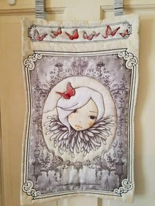 victorian girl butterflies room decor quilted wall hanging handmade - Foto 1 di 3