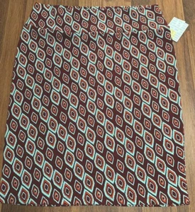 NEW NWT Lularoe Aqua Blue & Red Geometric Multicolor CASSIE Skirt Plus Size 3XL - Picture 1 of 1