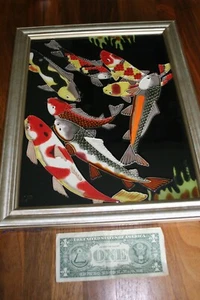 Framed Art Glass Coy Fish - Picture 1 of 5