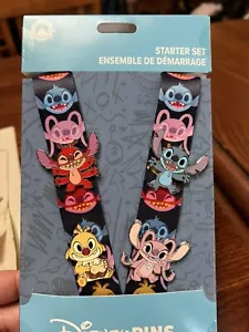New disney Parks 2024 Stitch And Friends Starter Lanyard 4 Pin Set - Picture 1 of 1