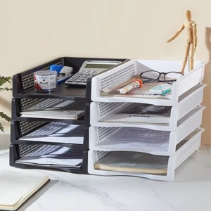 File Organizer Stackable File Rack Papers Rack A4 File Storage Tray Documents - Picture 1 of 15