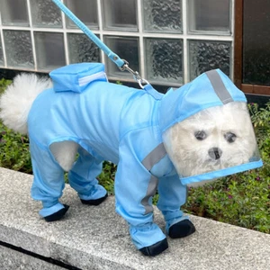 Pet Cat Dog RainCoat Hooded Rain Coat Waterproof Jacket Rainwear New - Picture 1 of 29