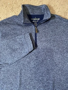 Haggar Motion Stretch 1/4 Zip Adult Mens Big Tall Large LT Blue Pullover Jacket - Picture 1 of 9