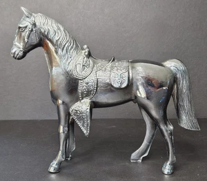 Vintage MCM Silvertoned Metal Western Parade Horse Figure 10" Long & Tall GUC - Picture 1 of 19