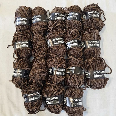 Vintage Skein Hovland Chenille Yarn Aran Polyacryl Brown Germany 50 g - Image 1 of 4
