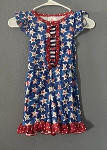 Ruffle Girl Romper Girls 4T USA Stars Ruffled Shorts Stretchy Patriotic - Picture 1 of 6