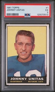 1961 TOPPS JOHNNY UNITAS #1 Football Card PSA 5 EX - Picture 1 of 2