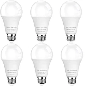 6 Pack Dusk to Dawn Light Bulbs Outdoor Sensor A19 LED Light Bulb Auto on/O - Picture 1 of 6