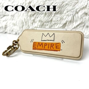 COACH Jean-Michel Basquiat embroidered Beige Gold bag charm keychain limited - Picture 1 of 16