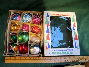 Vintage 12 Quecksilber Glas Weihnachtsschmuck Japan glänzend Brite alle verschiedene Größen mit Box - Bild 1 von 18