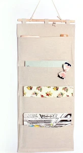 Leinen/Baumwolle Stoff Wand Tür Stoff hängende Aufbewahrung Taschen Bücher Organisation - Bild 1 von 12