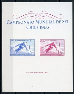 1525- CHILE 1966 WORLD CHAMPIONSHIP SKI SOUVENIR SHEET - Picture 1 of 1