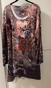Hübsches Kleid Engel Tatoo Print Rosen & Ketten verziert Größe XL - Bild 1 von 6