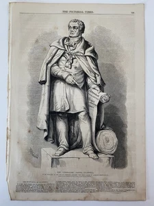 1847 Pictorial Antique Print Statue Of Irish Politician Daniel O’Connell #32425 - Picture 1 of 2