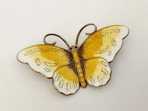 Vintage Sterling Enamel Butterfly Pin, 2 1/2”, Norway, Hroar Prydz - Picture 1 of 6