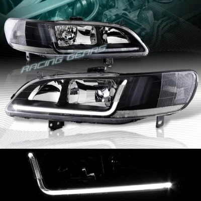 CARCASA NEGRA DRL FAROS LED + REFLECTOR TRANSPARENTE AJUSTE 98-02 HONDA ACUERDO 2/4DR Foto 1 de 4