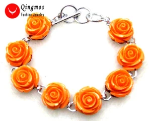 Fashion Jacinth Rose Coral Bracelet for Women Jewelry Adjustable 7-8.3" b221 - Picture 1 of 16