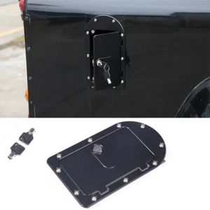 Black Fuel Filler Door Gas Cover Cap W/ Lock For LR Defender 90 110 2004-2019 - Picture 1 of 12