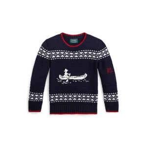 POLO COUNTRY Ralph Lauren Canoe Canoeing Fair Isle Sweater Navy "RL 67" Size 7 - Picture 1 of 12