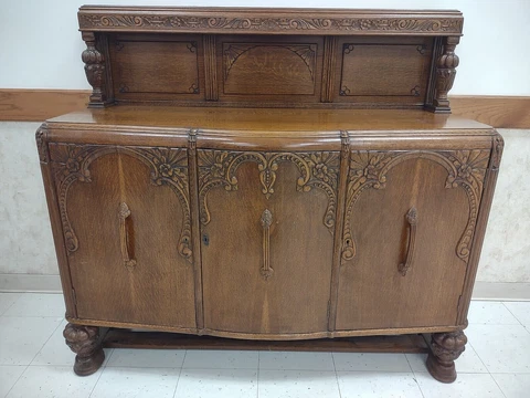 French Antique Art Deco oak carved Sideboard Buffet Cover