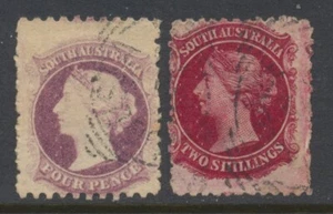 South Australia Stamps 1860 Type T3; 4d;2/- SG27;43 Used CV £90 - Picture 1 of 6