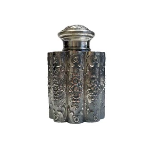 Antique Sheffield 66 Repousse Silver Plate on Copper Scallop Tea Caddy Container - Picture 1 of 7